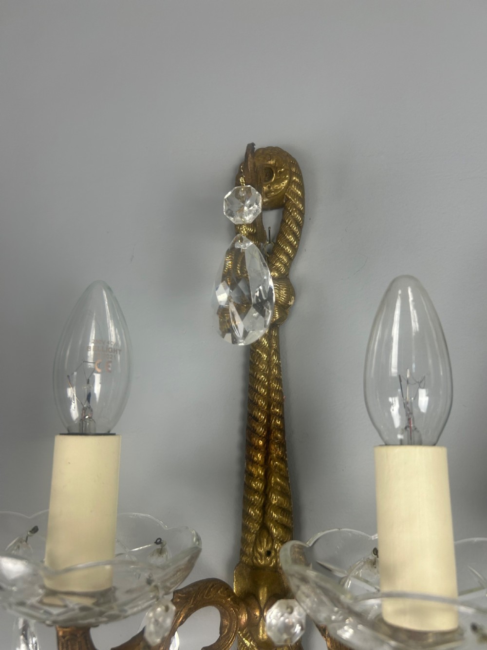 Set Of 4 French Antique Wall Lights With Crystals  View IV