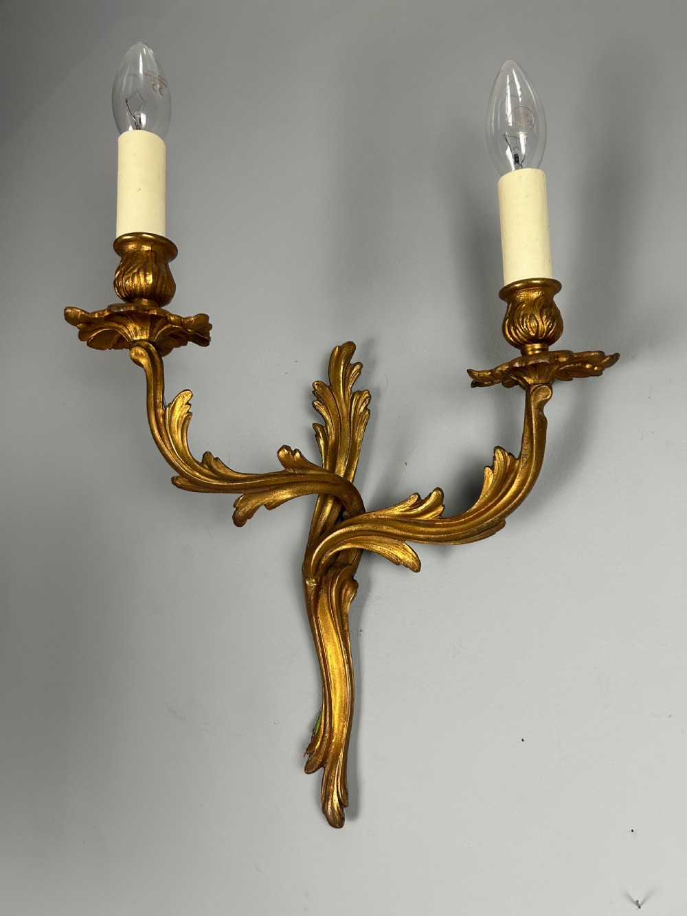 French Pair Of Gilded Brass Antique Wall Lights View II