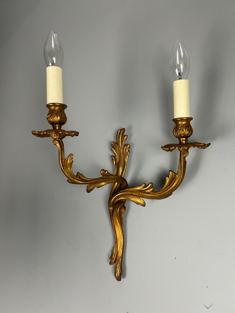 French Pair Of Gilded Brass Antique Wall Lights View III