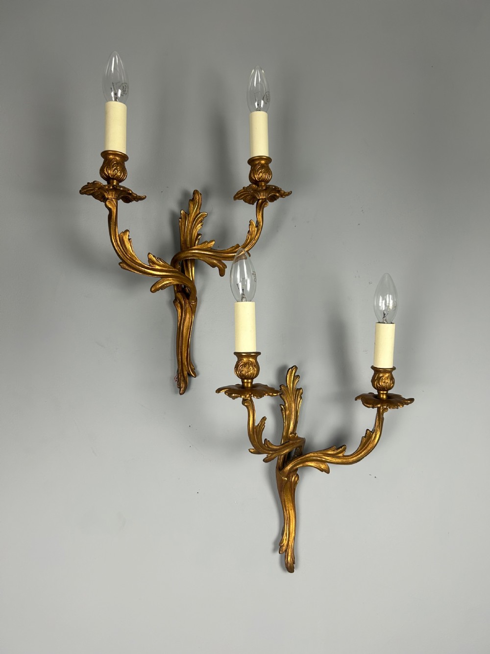 French Pair Of Gilded Brass Antique Wall Lights View VII