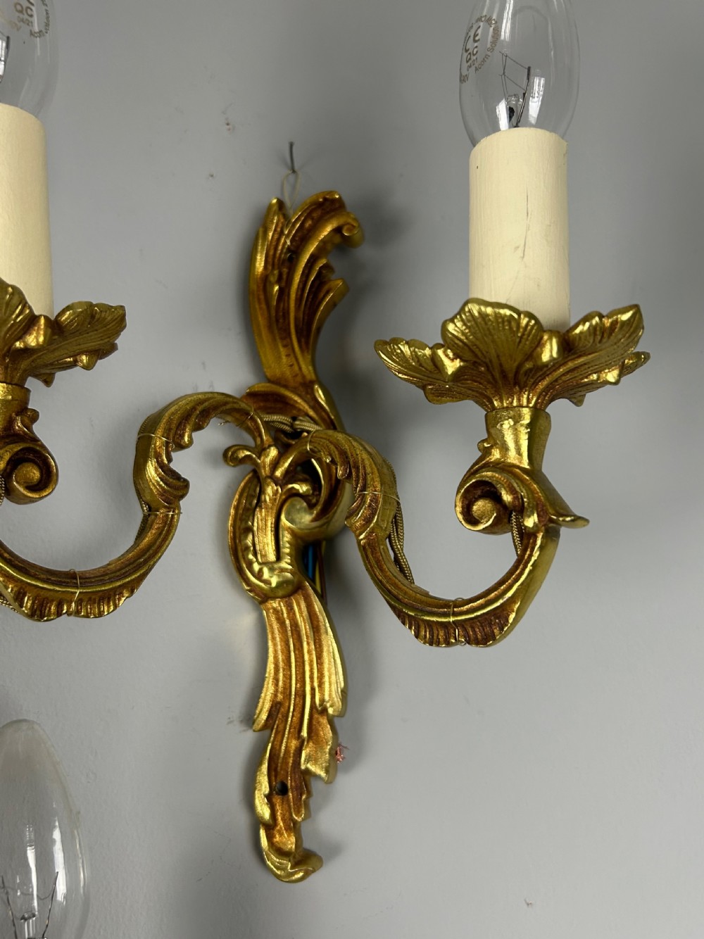 Set of 3 French Gilded Twin Arm Antique Wall Lights View III