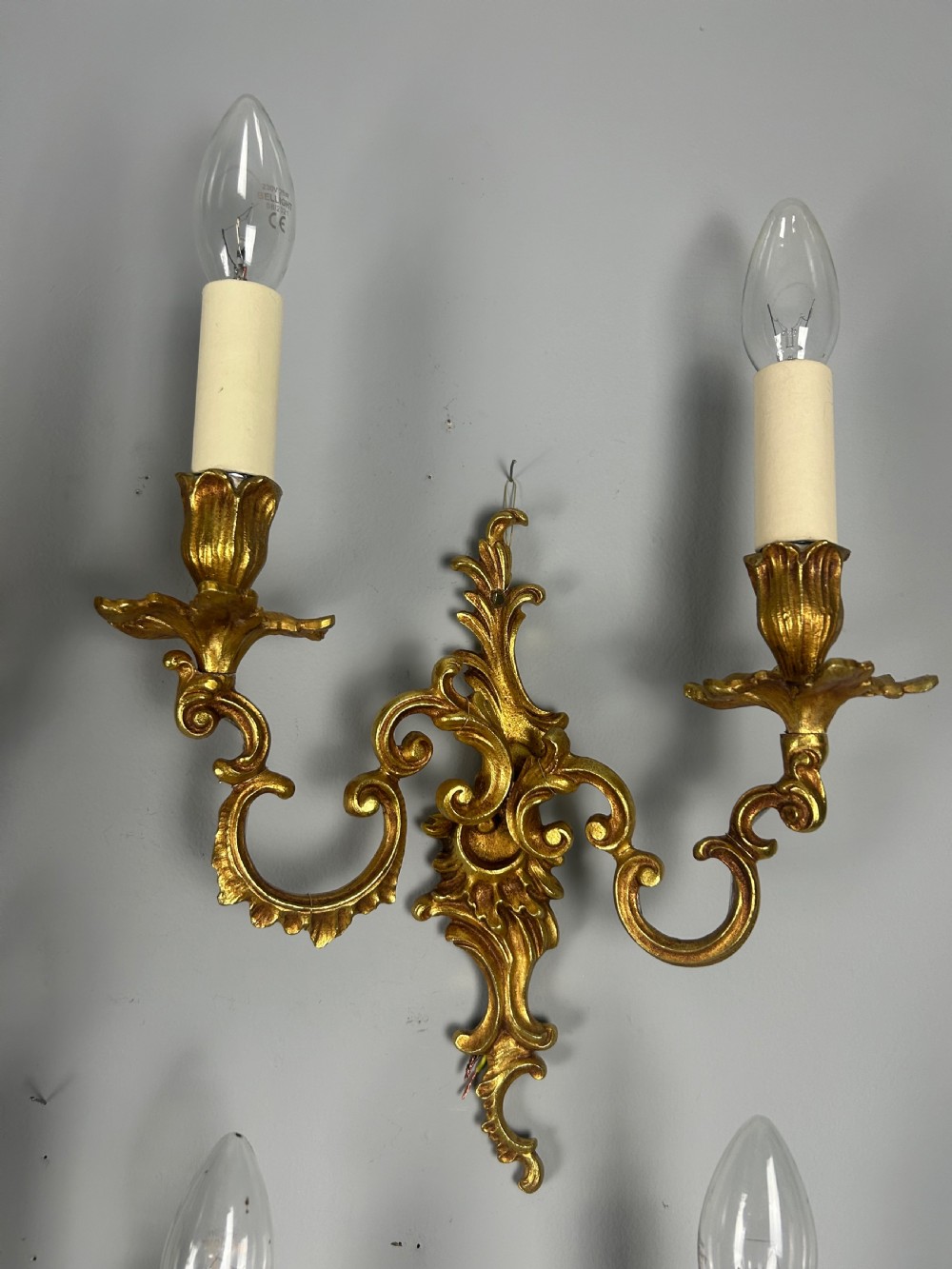 Set Of 4 French Gilt Brass Antique Wall Lights View III