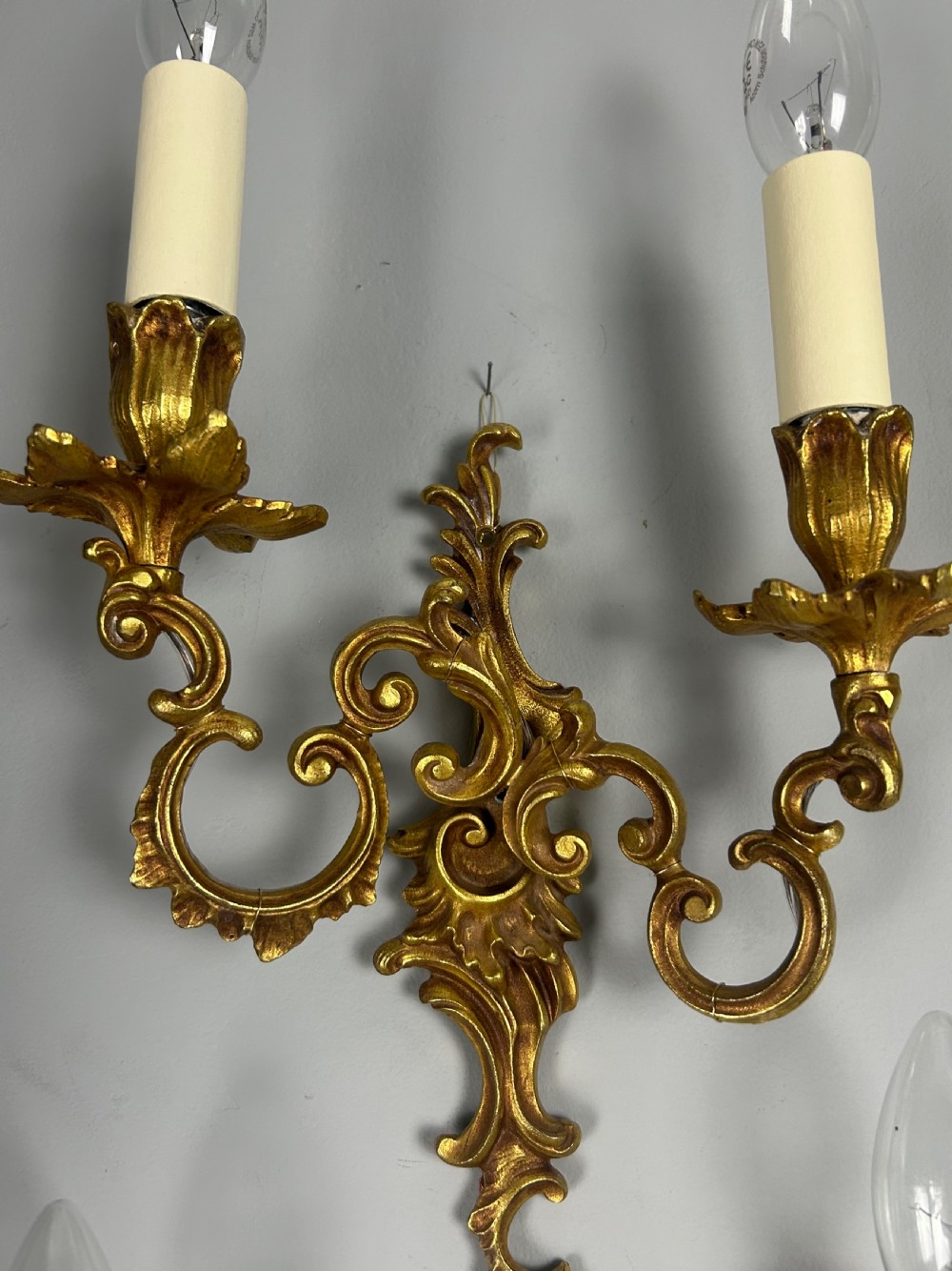 Set Of 4 French Gilt Brass Antique Wall Lights View V