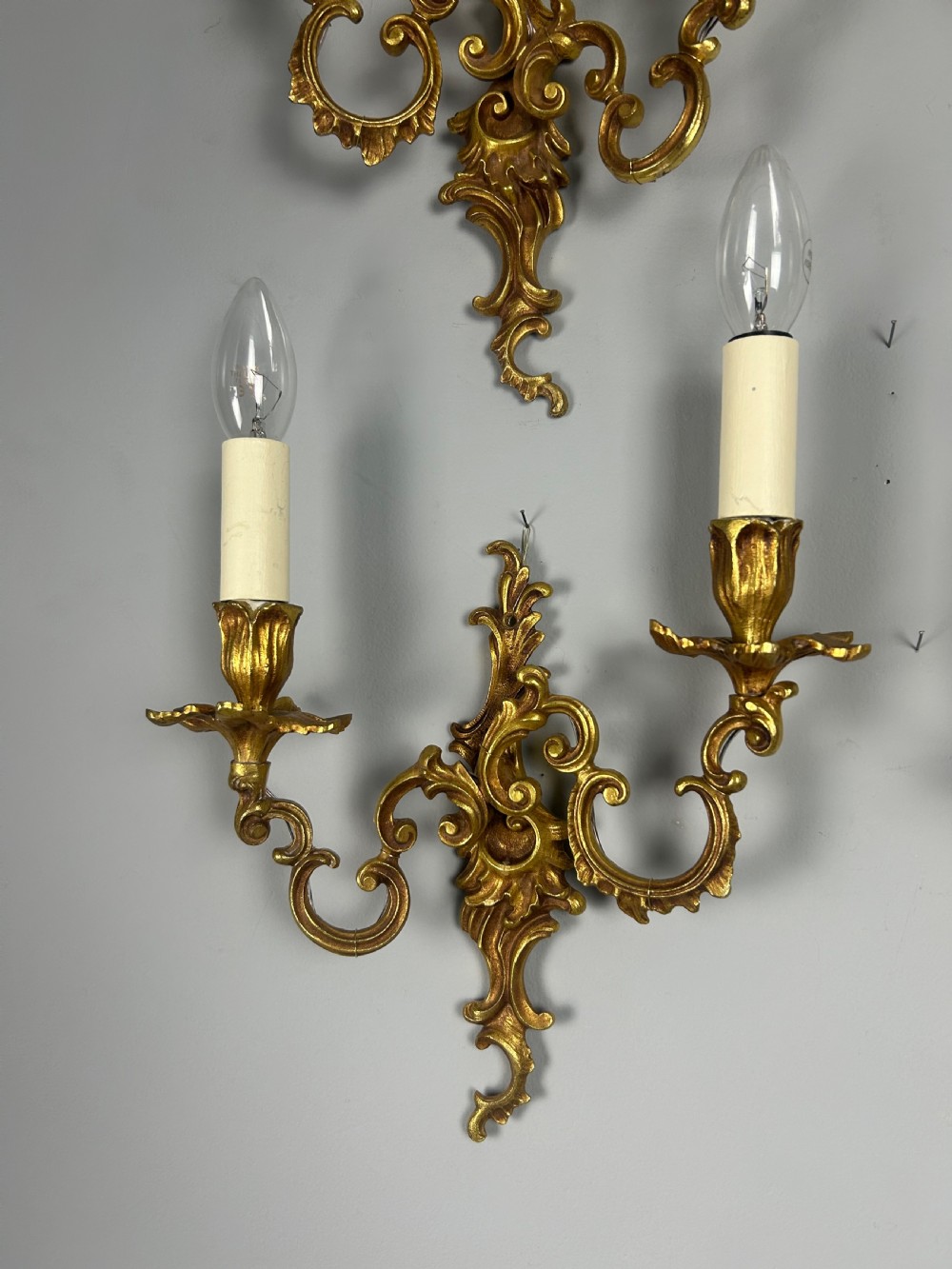 Set Of 4 French Gilt Brass Antique Wall Lights View VI