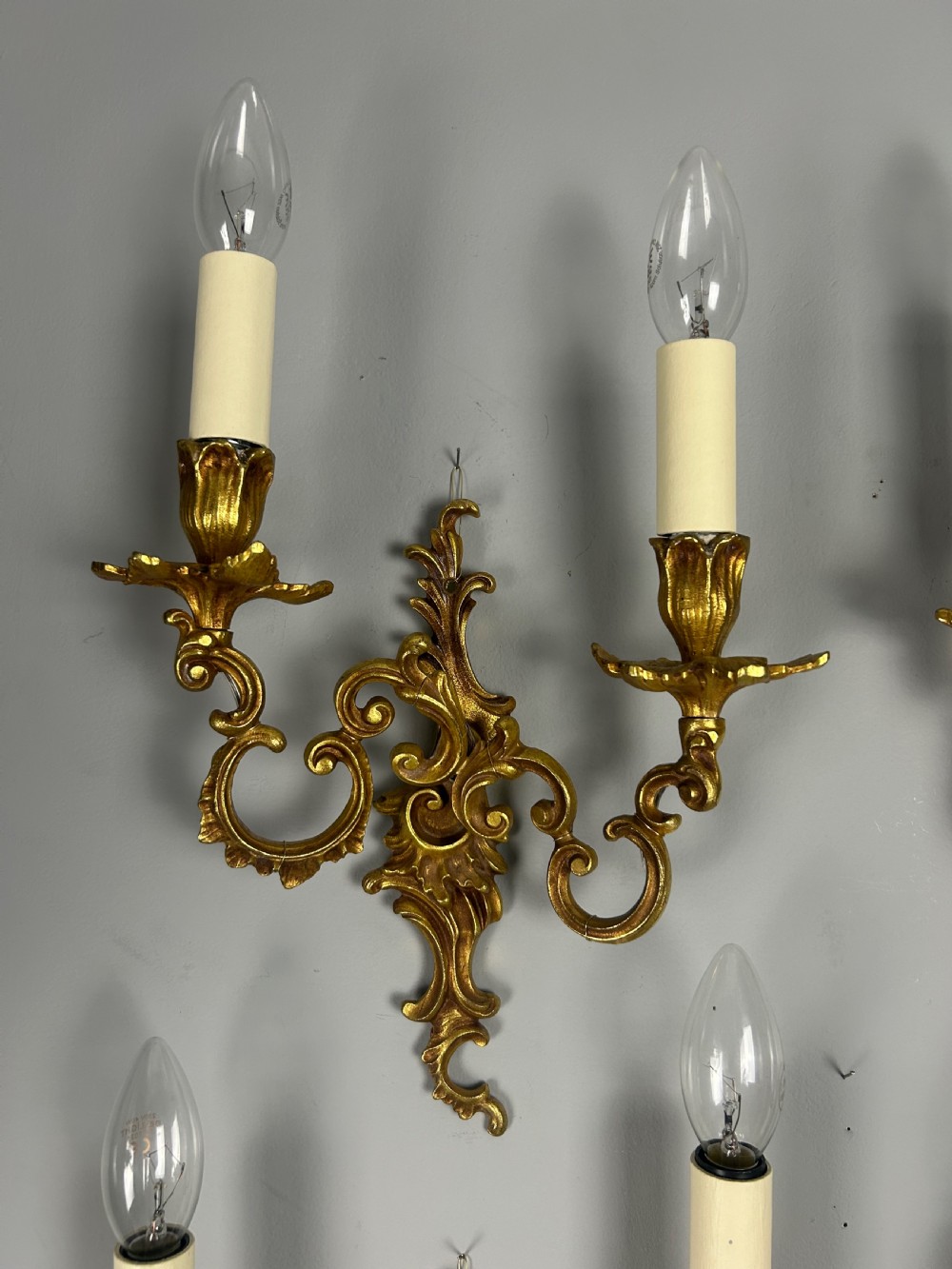 Set Of 4 French Gilt Brass Antique Wall Lights View VIII