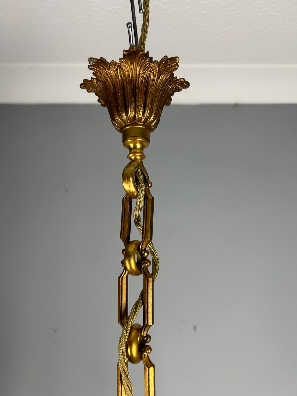 French Gilt Brass 4 Light Antique Chandelier View IV