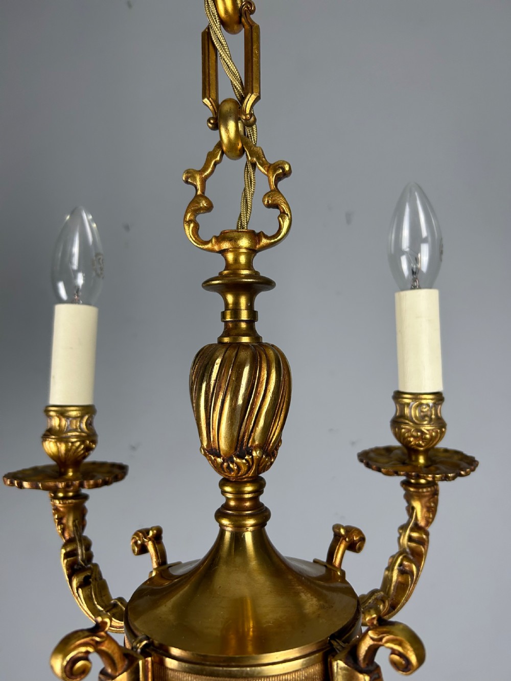 French Gilt Brass 4 Light Antique Chandelier View V