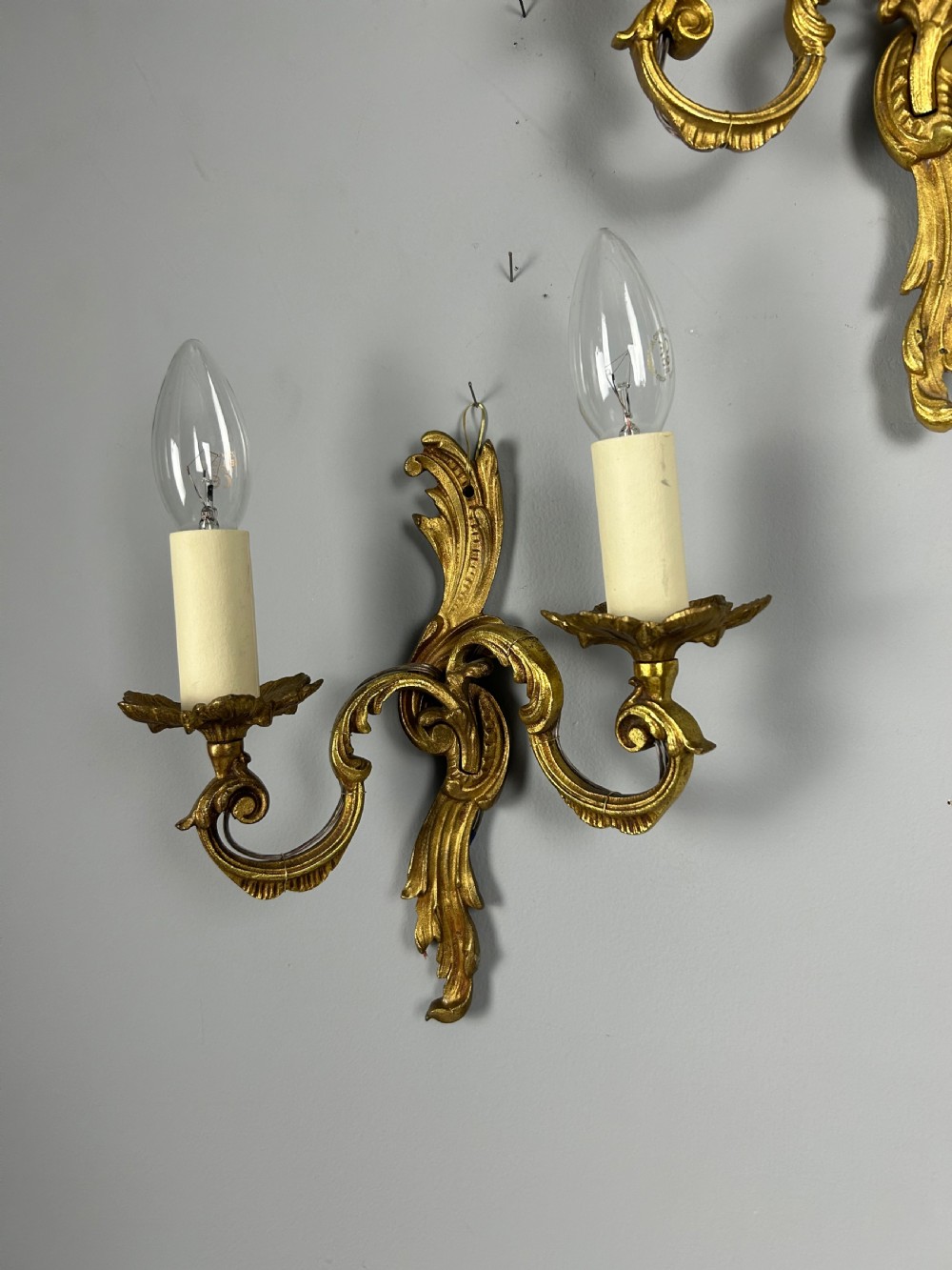 Set of 5 French Gilded Twin Arm Antique Wall Lights View III