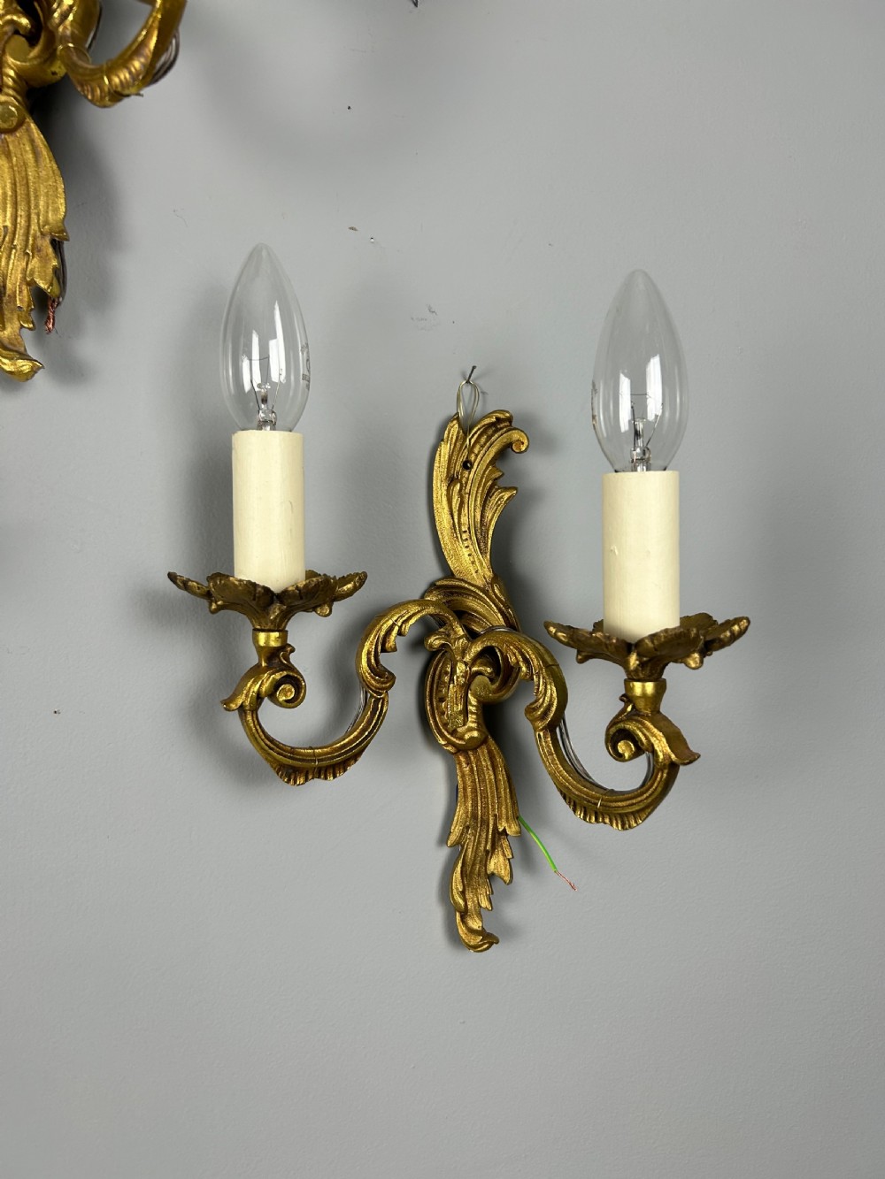 Set of 5 French Gilded Twin Arm Antique Wall Lights View VI