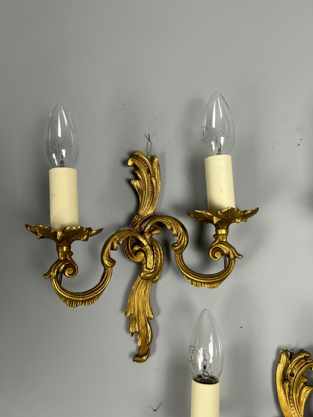 Set of 5 French Gilded Twin Arm Antique Wall Lights View VII