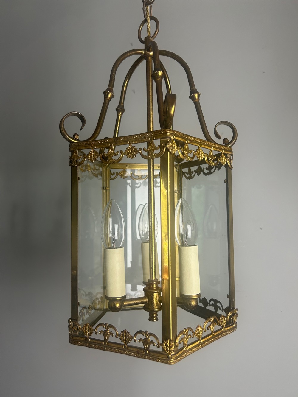 French Triple Light Antique Lantern, Rewired