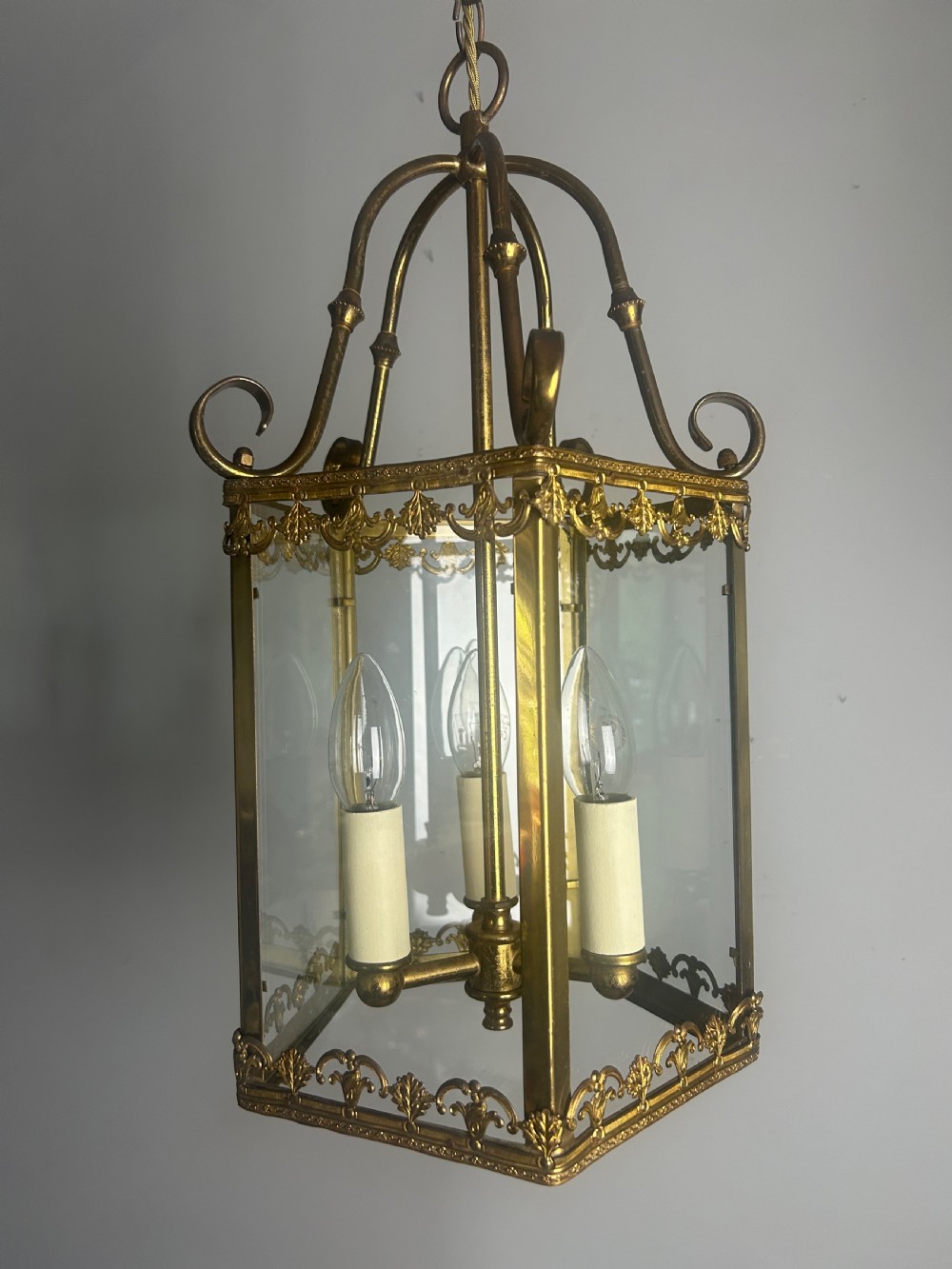French Triple Light Antique Lantern, Rewired View IV