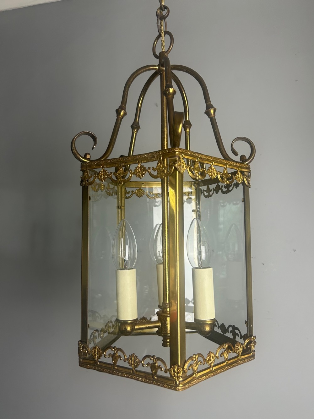 French Triple Light Antique Lantern, Rewired View VI