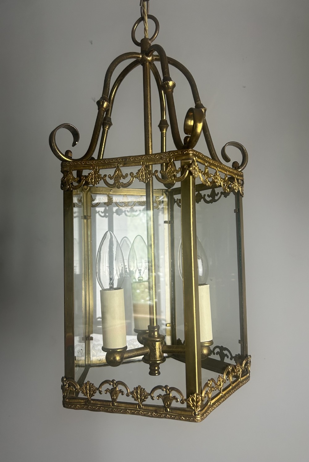 French Triple Light Antique Lantern, Rewired View IX