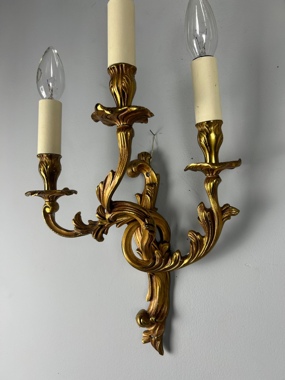 Set Of 3 French Gilded Triple Arm Antique Wall Lights View III