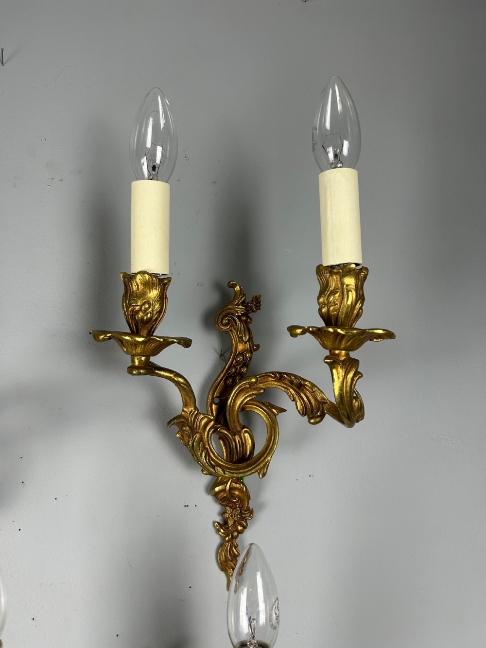 Set Of 3 Gilt French Antique Wall Lights, Rewired View IV