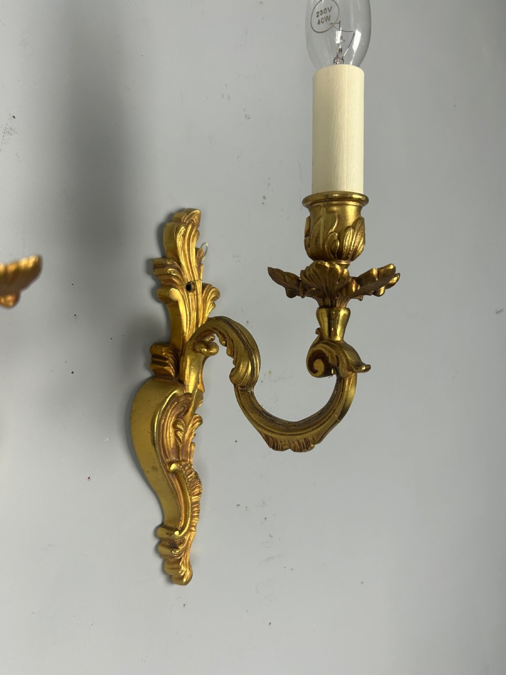 French Pair Of Single Arm Antique Bronze Wall Lights View II