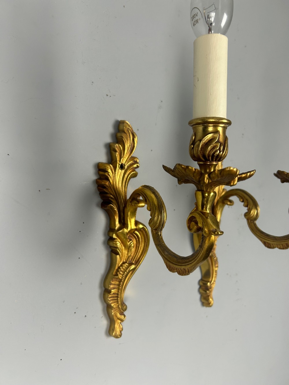 French Pair Of Single Arm Antique Bronze Wall Lights View III