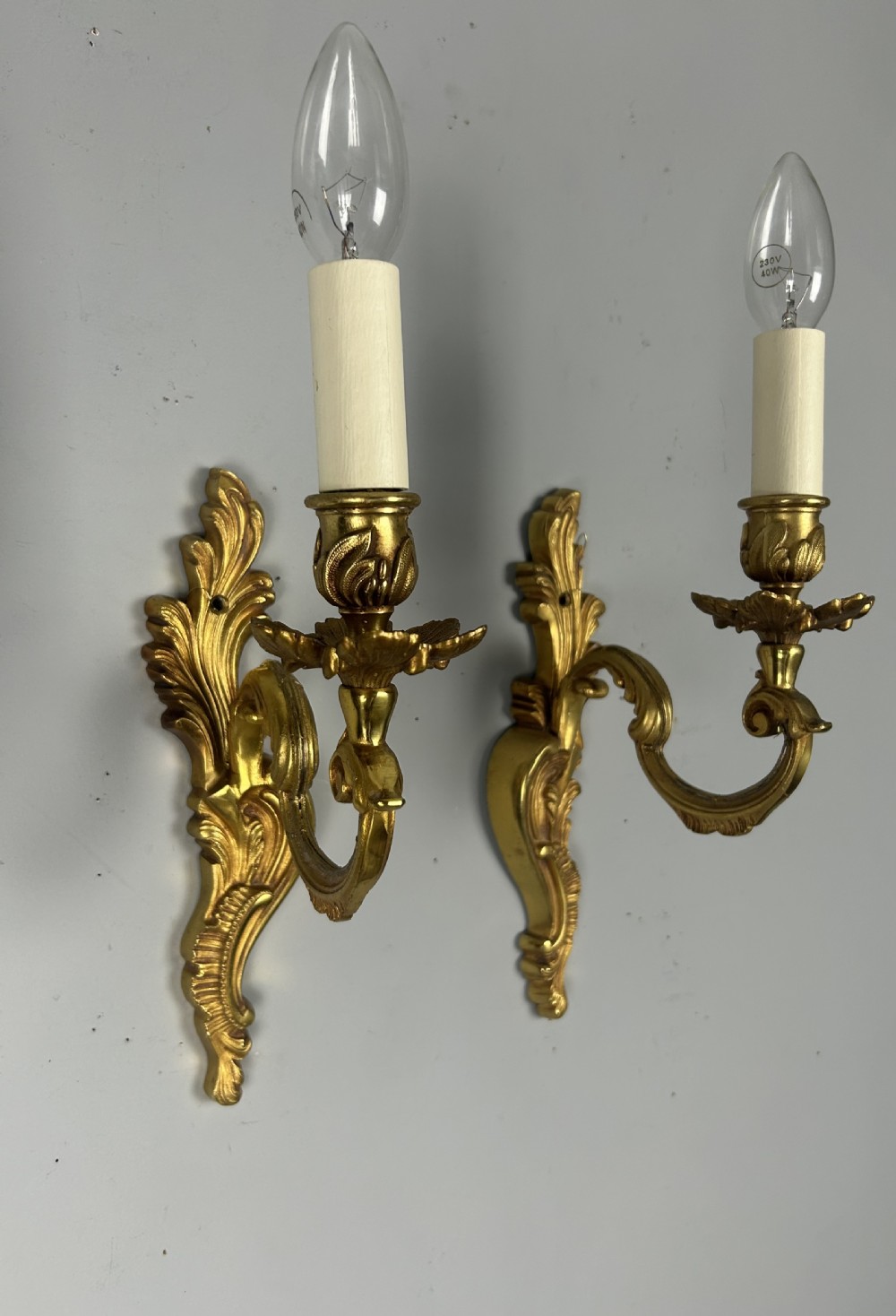 French Pair Of Single Arm Antique Bronze Wall Lights View V