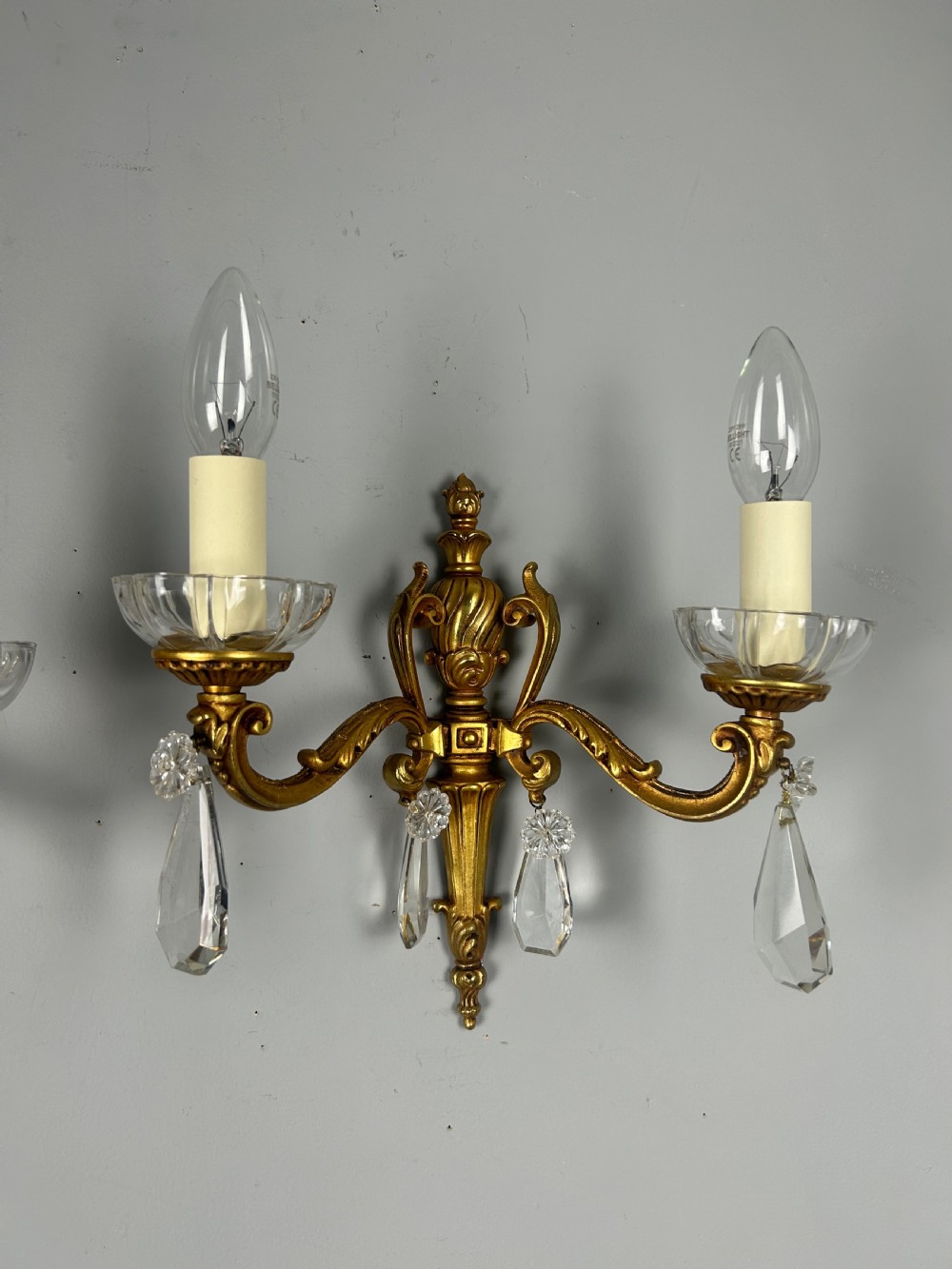 Pair Of French Gilded Crystal Antique Wall Lights View VII