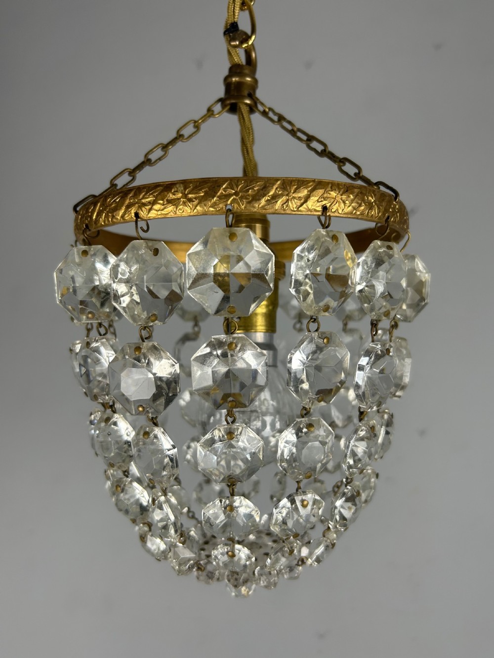 Crystal Lustre Chandelier, Ceiling Light, Rewired