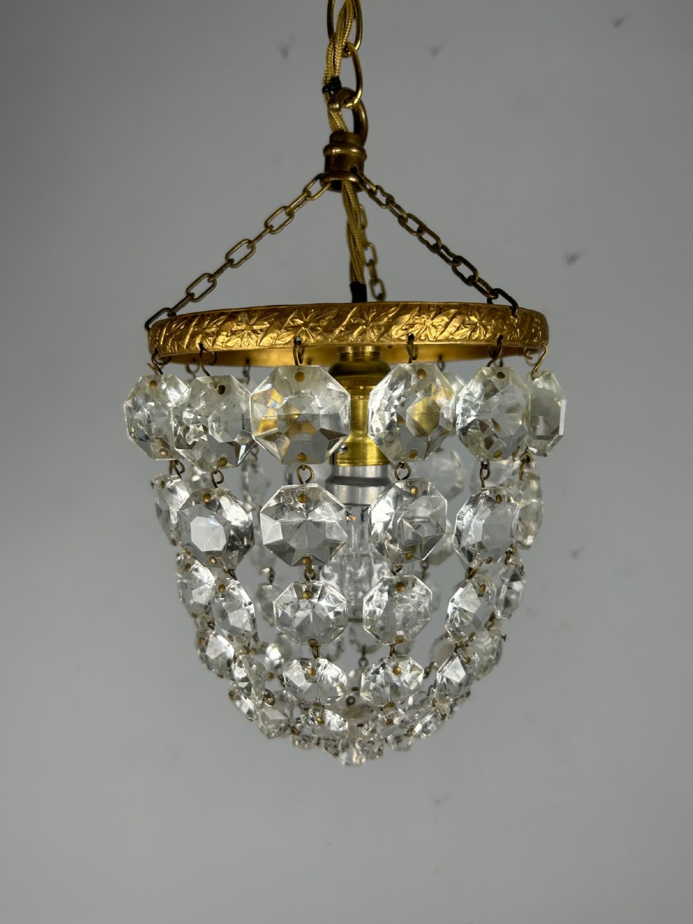 Crystal Lustre Chandelier, Ceiling Light, Rewired View II