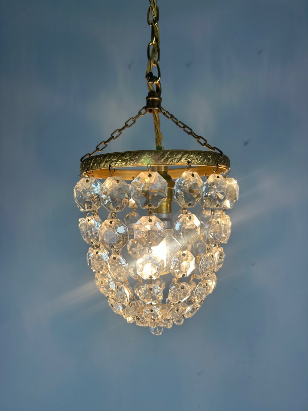 Crystal Lustre Chandelier, Ceiling Light, Rewired View III