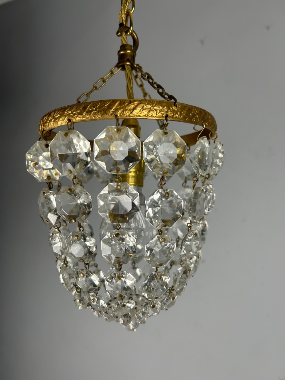 Crystal Lustre Chandelier, Ceiling Light, Rewired View IX