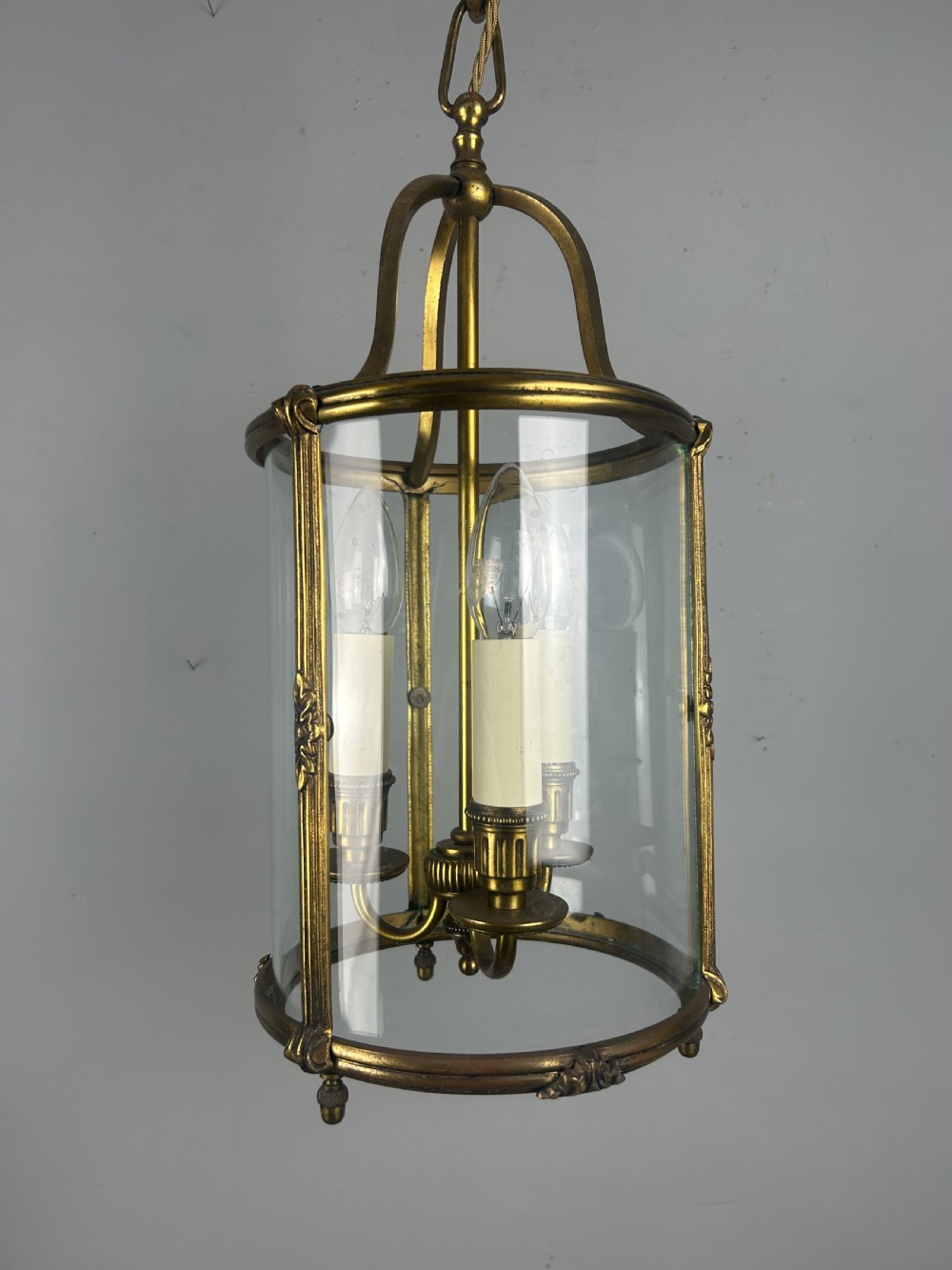 French Gilded Triple Light Antique Lantern View II