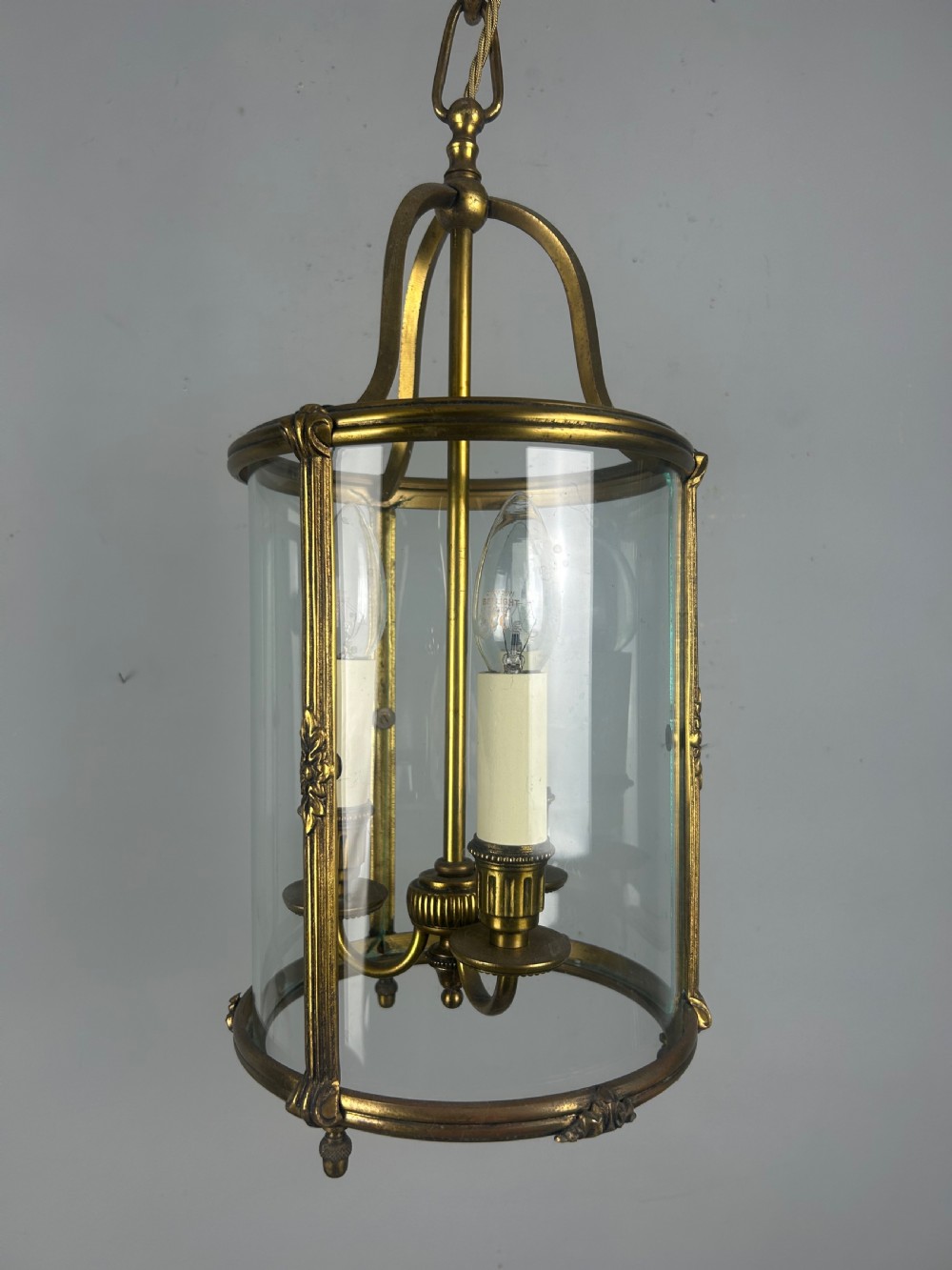 French Gilded Triple Light Antique Lantern View VI