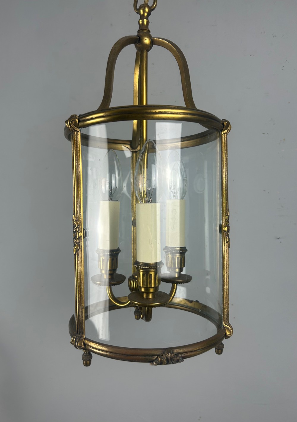 French Gilded Triple Light Antique Lantern View VIII