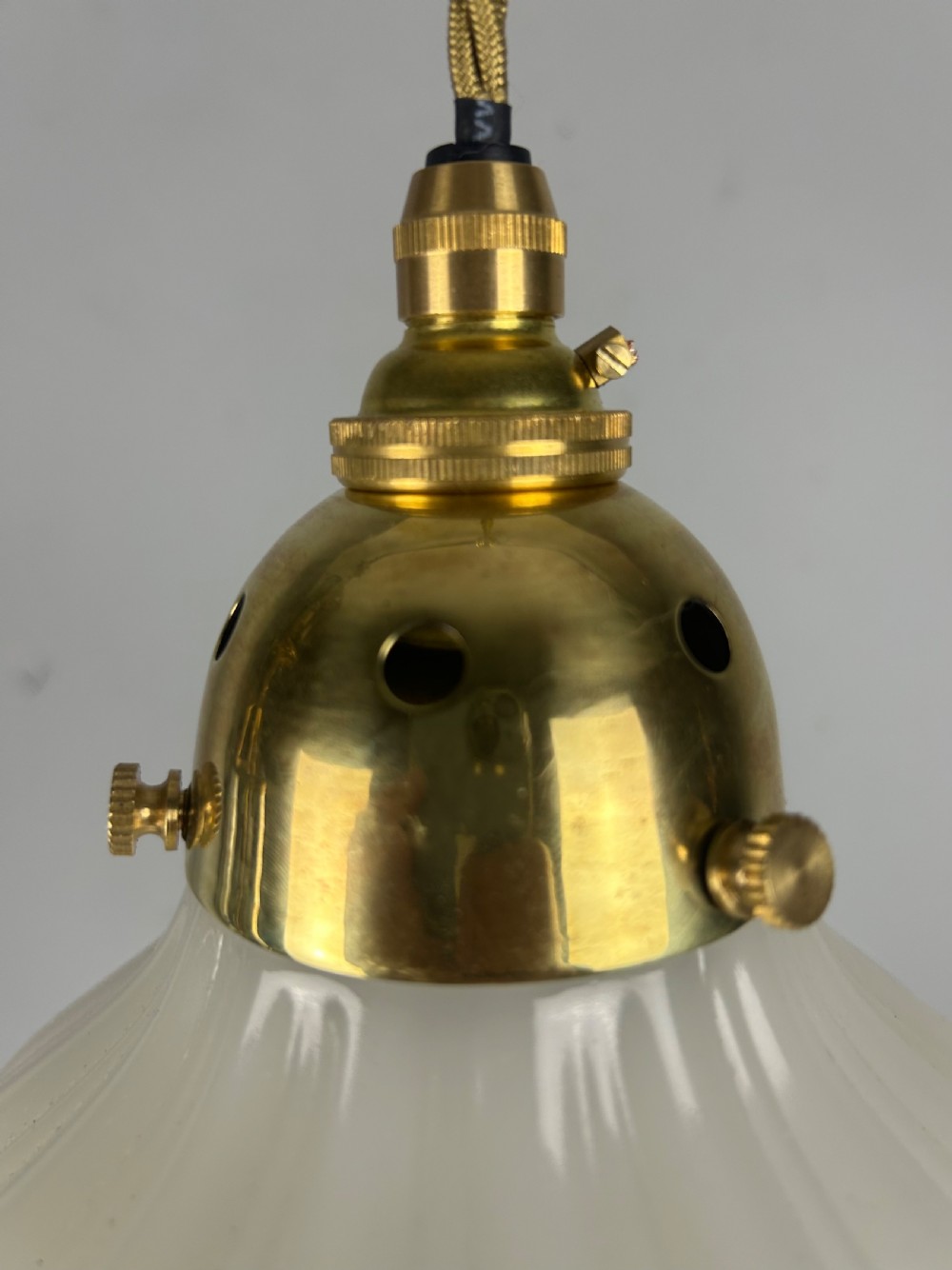 Edwardian Moonstone Glass Shade Pendant Ceiling Light  View IV