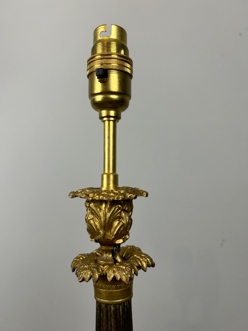 French 19th Century Gilt Brass Table Lamp, Rewired View VII