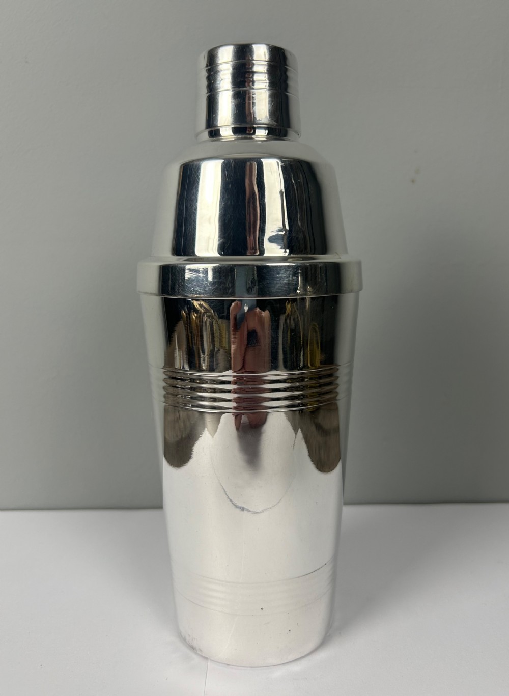French Silver Plated Art Deco Cocktail Shaker. 3 Piece Mixer. Dees. Barware 1930. View II