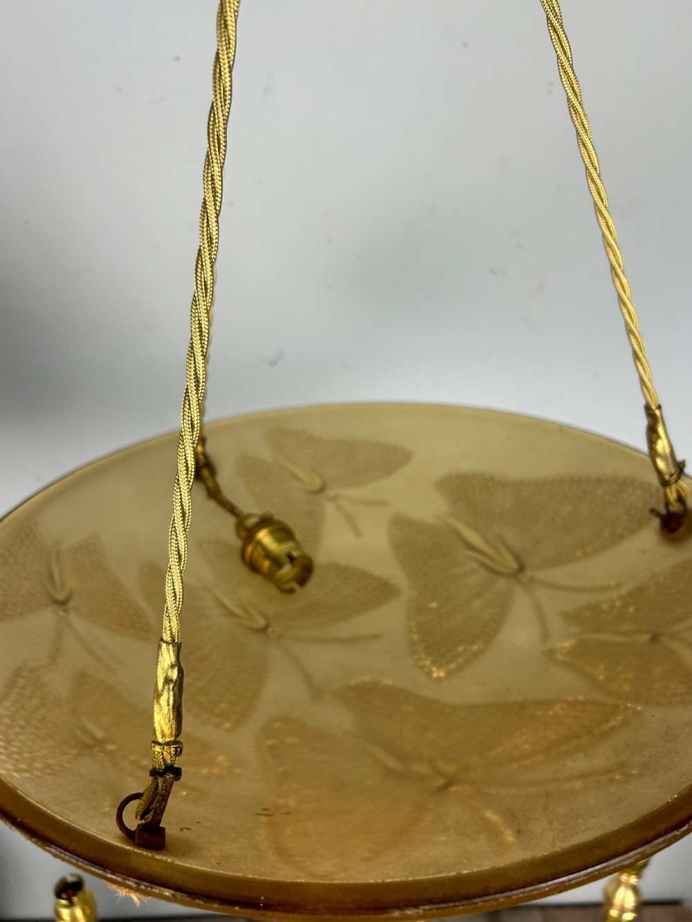 French Amber Art Deco Ceiling Light, Plafonnier View II