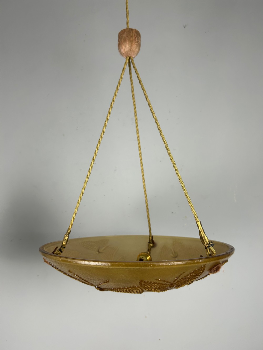 French Amber Art Deco Ceiling Light, Plafonnier View III
