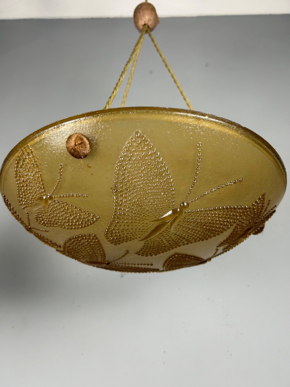 French Amber Art Deco Ceiling Light, Plafonnier View V