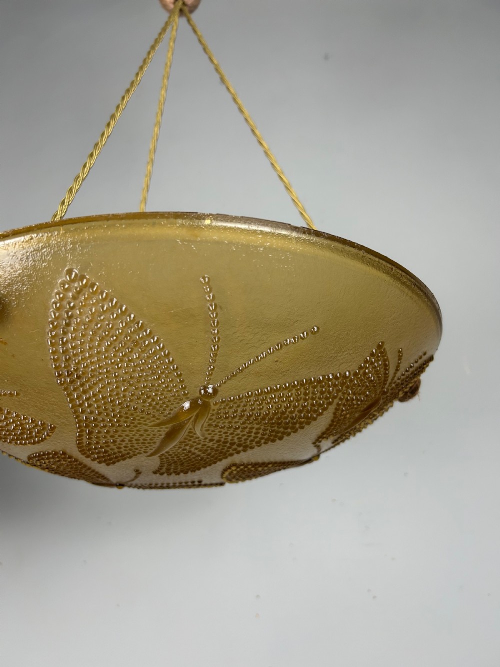French Amber Art Deco Ceiling Light, Plafonnier View VI