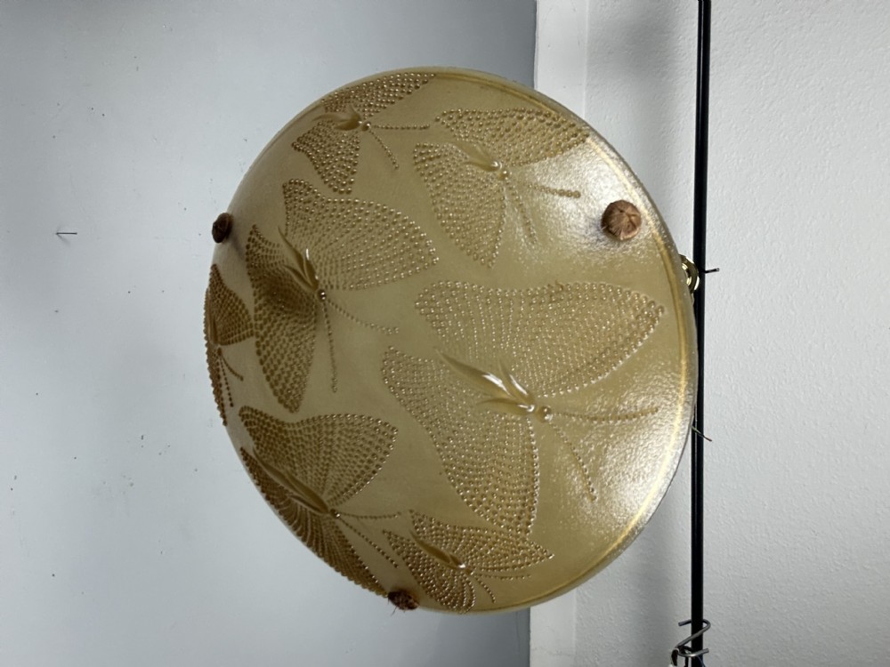 French Amber Art Deco Ceiling Light, Plafonnier View VII