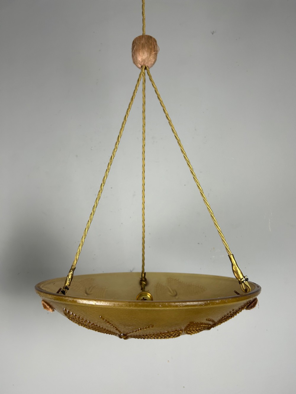 French Amber Art Deco Ceiling Light, Plafonnier View VIII