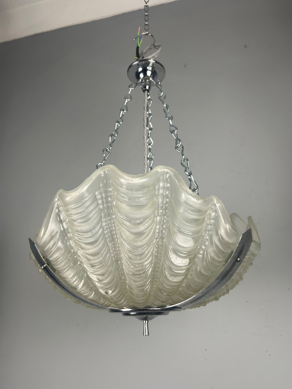 Art Deco Clam Shell Ceiling Light, Chandelier  View III