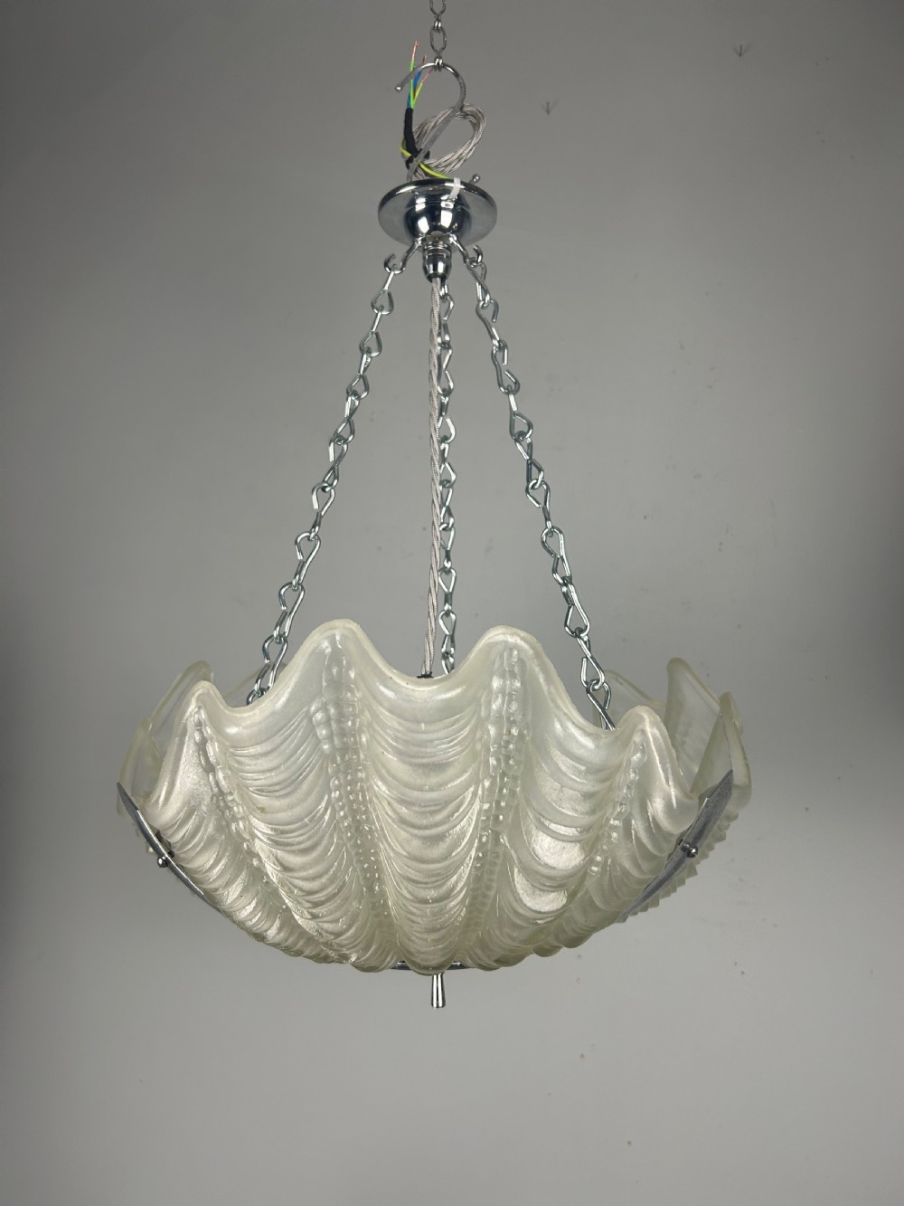 Art Deco Clam Shell Ceiling Light, Chandelier  View IV