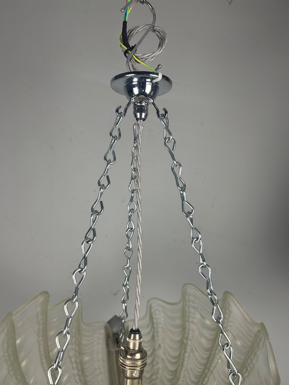 Art Deco Clam Shell Ceiling Light, Chandelier  View V