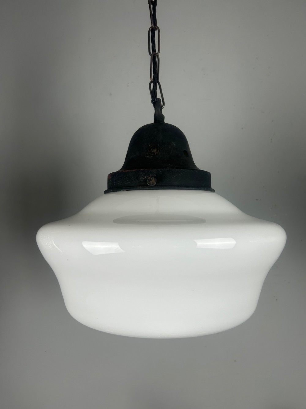 Milk White Opaline Glass Light Ceiling Light 1930s View II