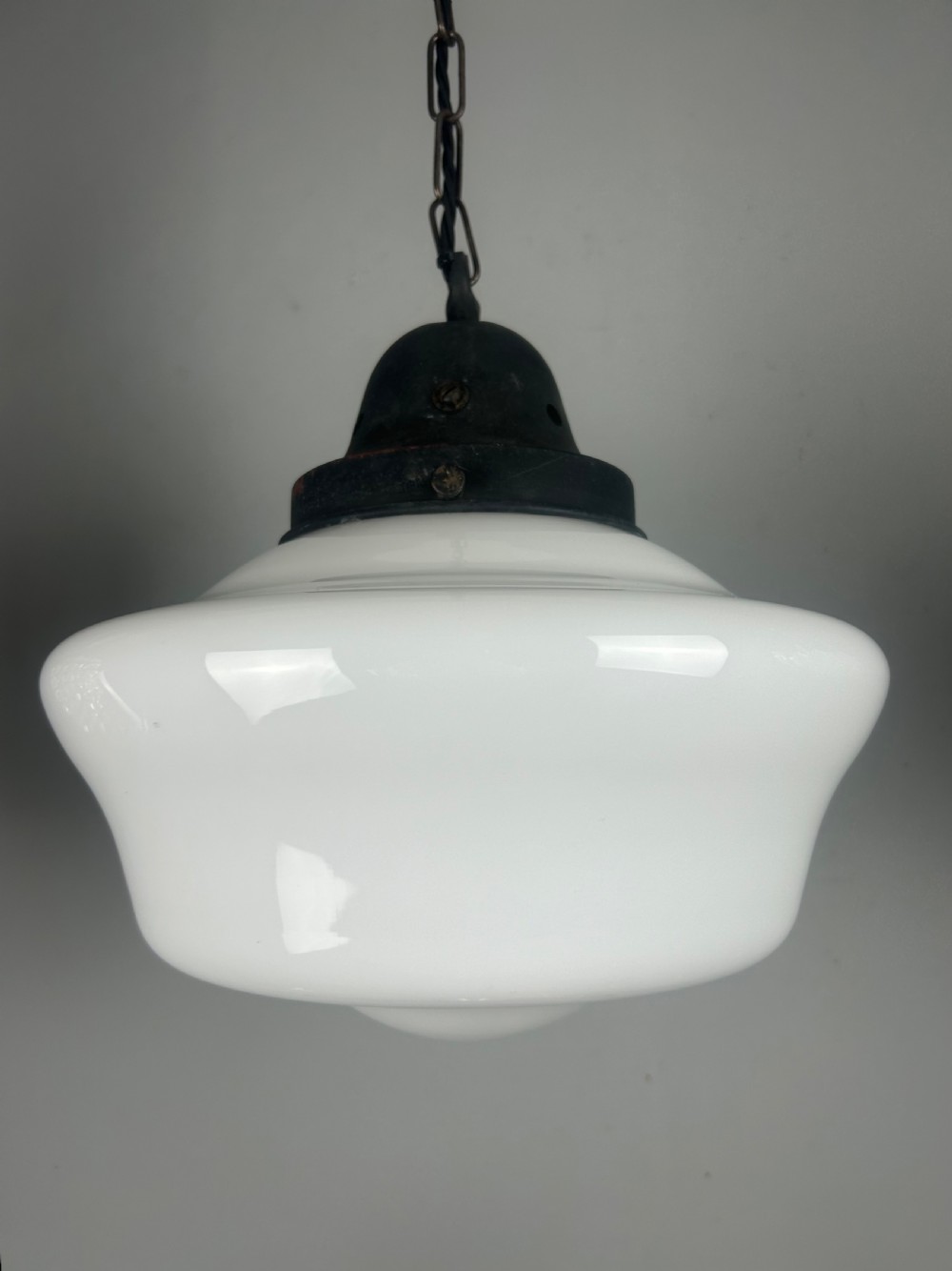 Milk White Opaline Glass Light Ceiling Light 1930s View V