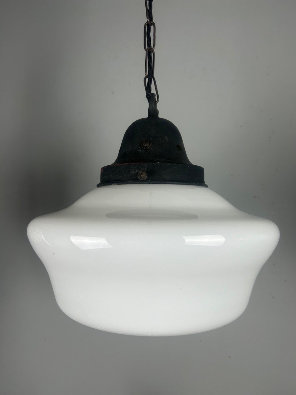Milk White Opaline Glass Light Ceiling Light 1930s View VI