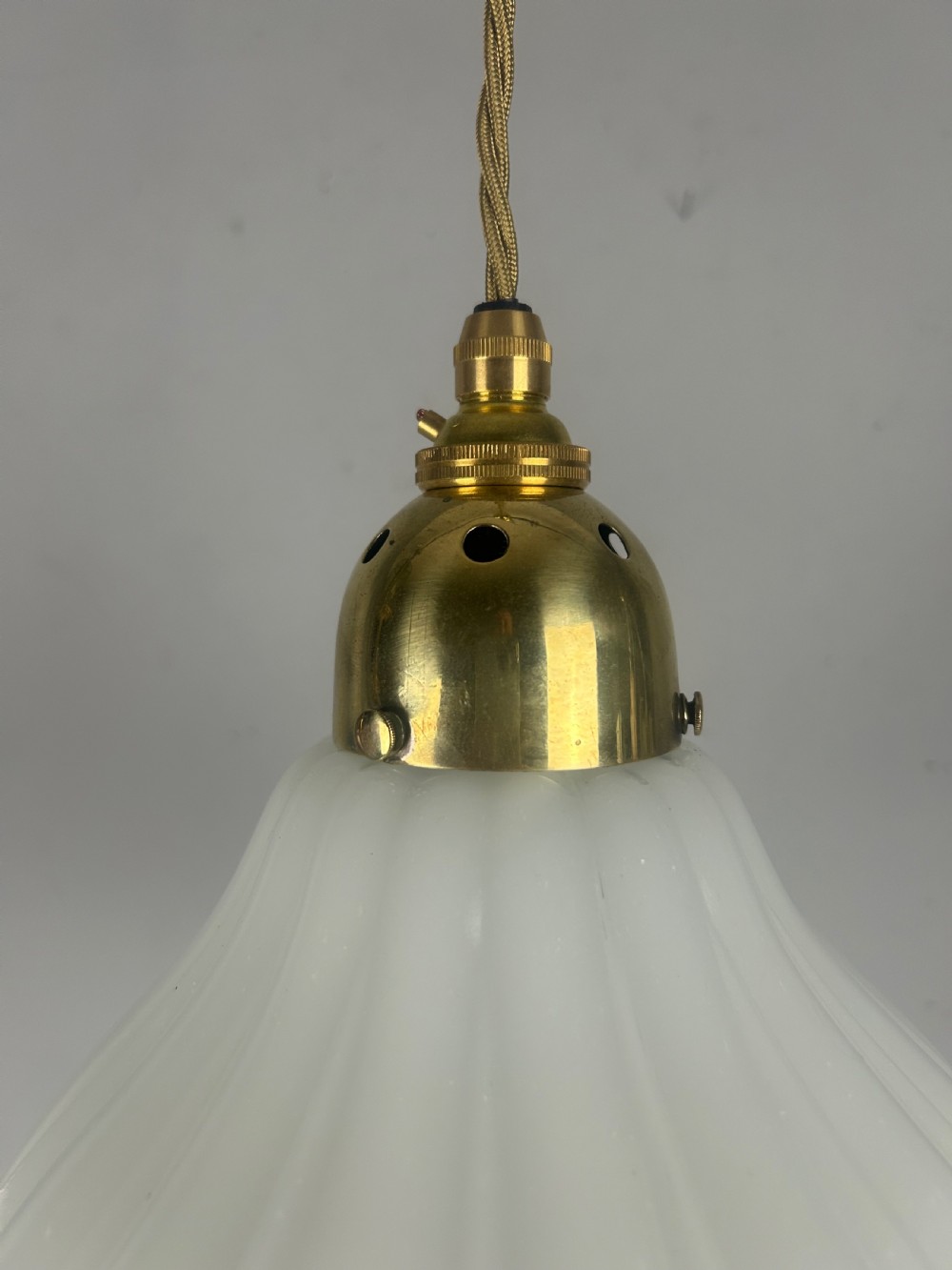 Edwardian Moonstone Glass Shade Pendant Ceiling Light View V