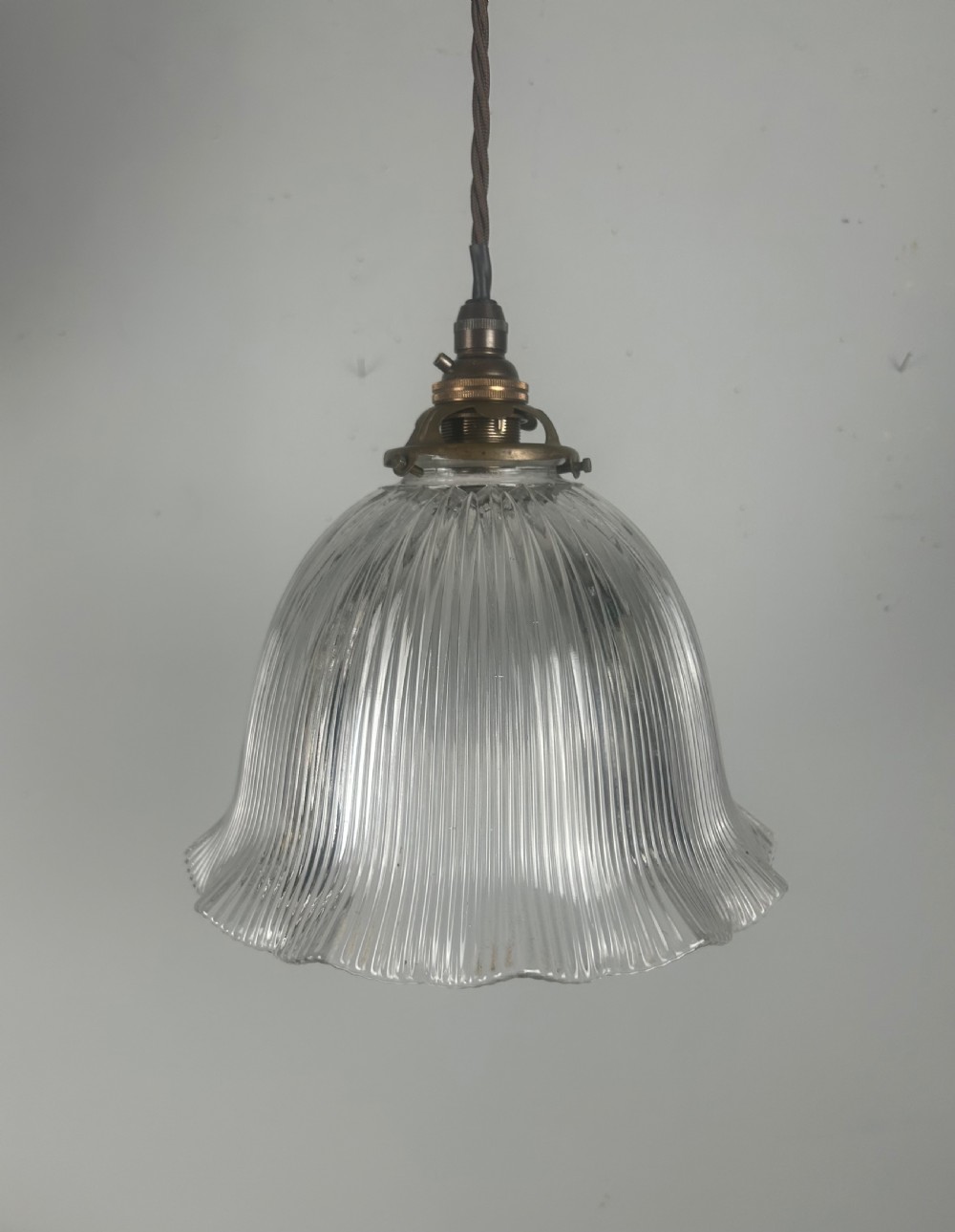 French Holophane Pendant Ceiling Light With Original Shade