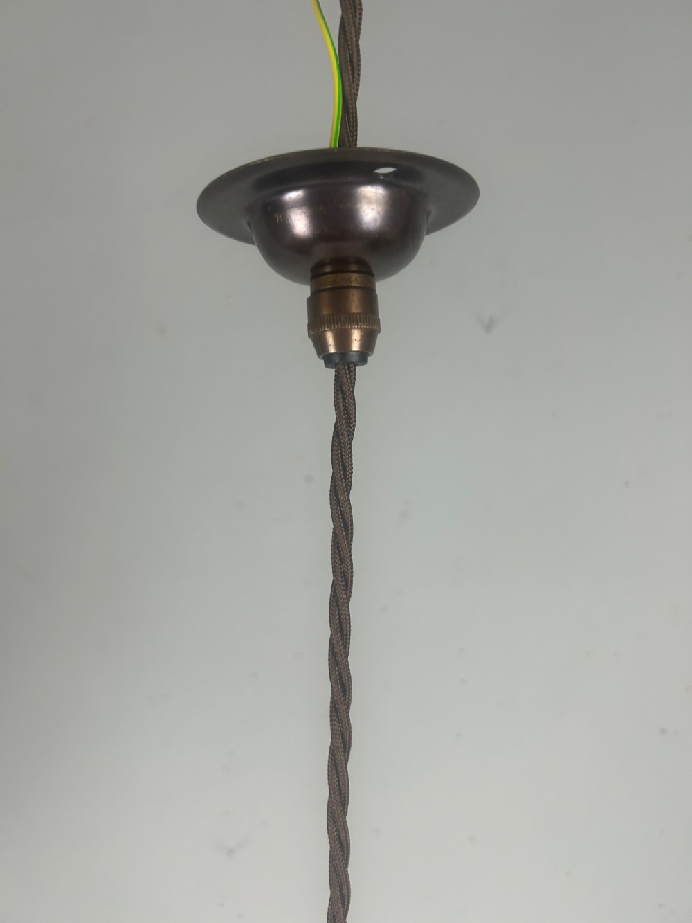 French Holophane Pendant Ceiling Light With Original Shade View IV