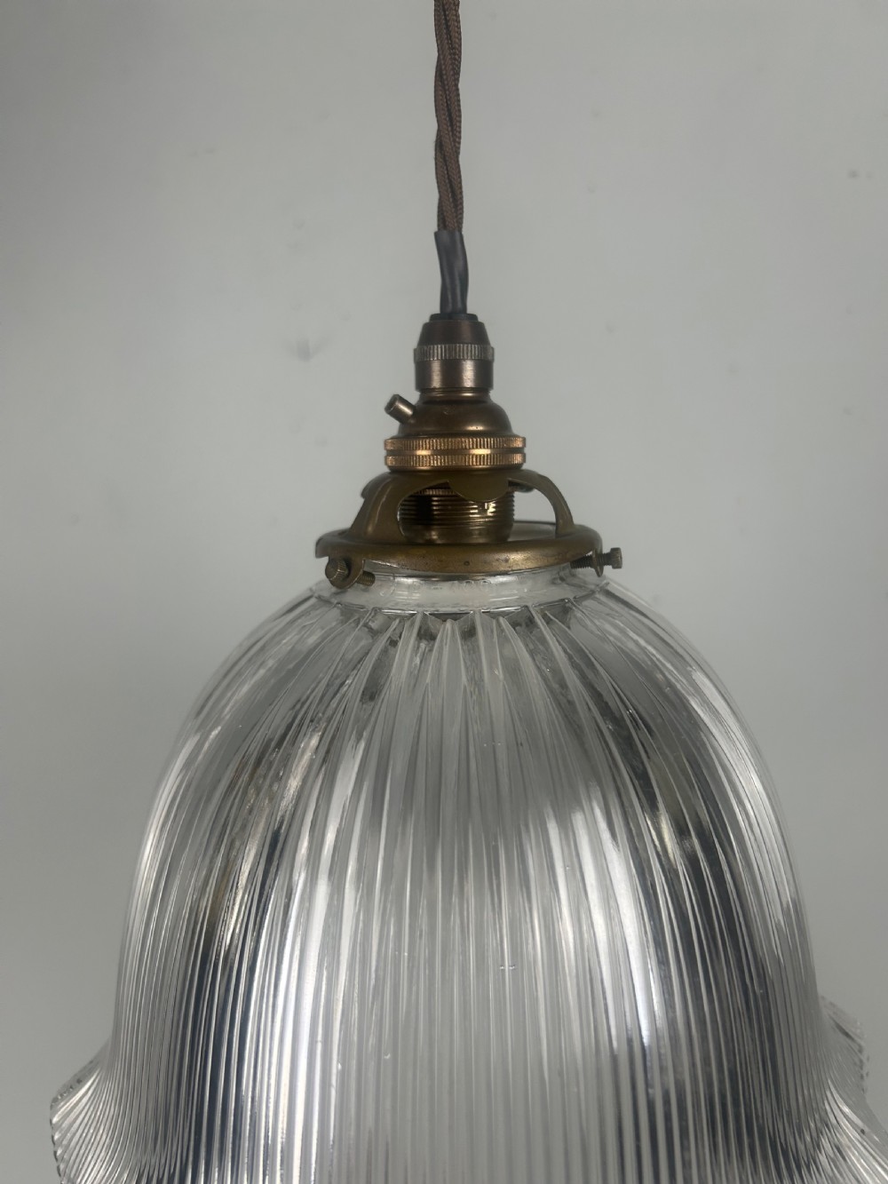 French Holophane Pendant Ceiling Light With Original Shade View VIII
